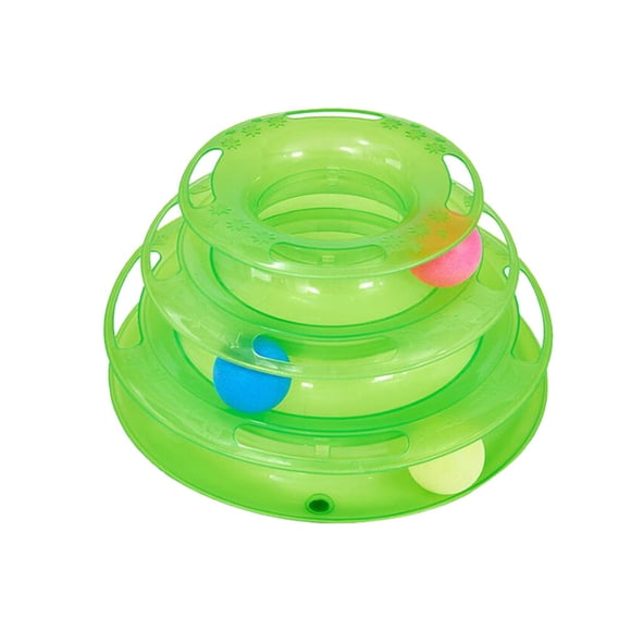 EeaseMX 1 juguete interactivo para gatos de tres niveles con forma de pista, divertido plato de entretenimiento redondo, suministros para gatos (verde)