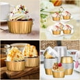 thumbnail image 6 of 100 Pieces 125 ml Muffin Liners Cups with Lids and Spoons Set,5 oz Reusable Aluminum Foil Cupcake Ramekins,Mini Disposable Spoons for Muffin Pie Desserts Pudding (Gold), 6 of 7