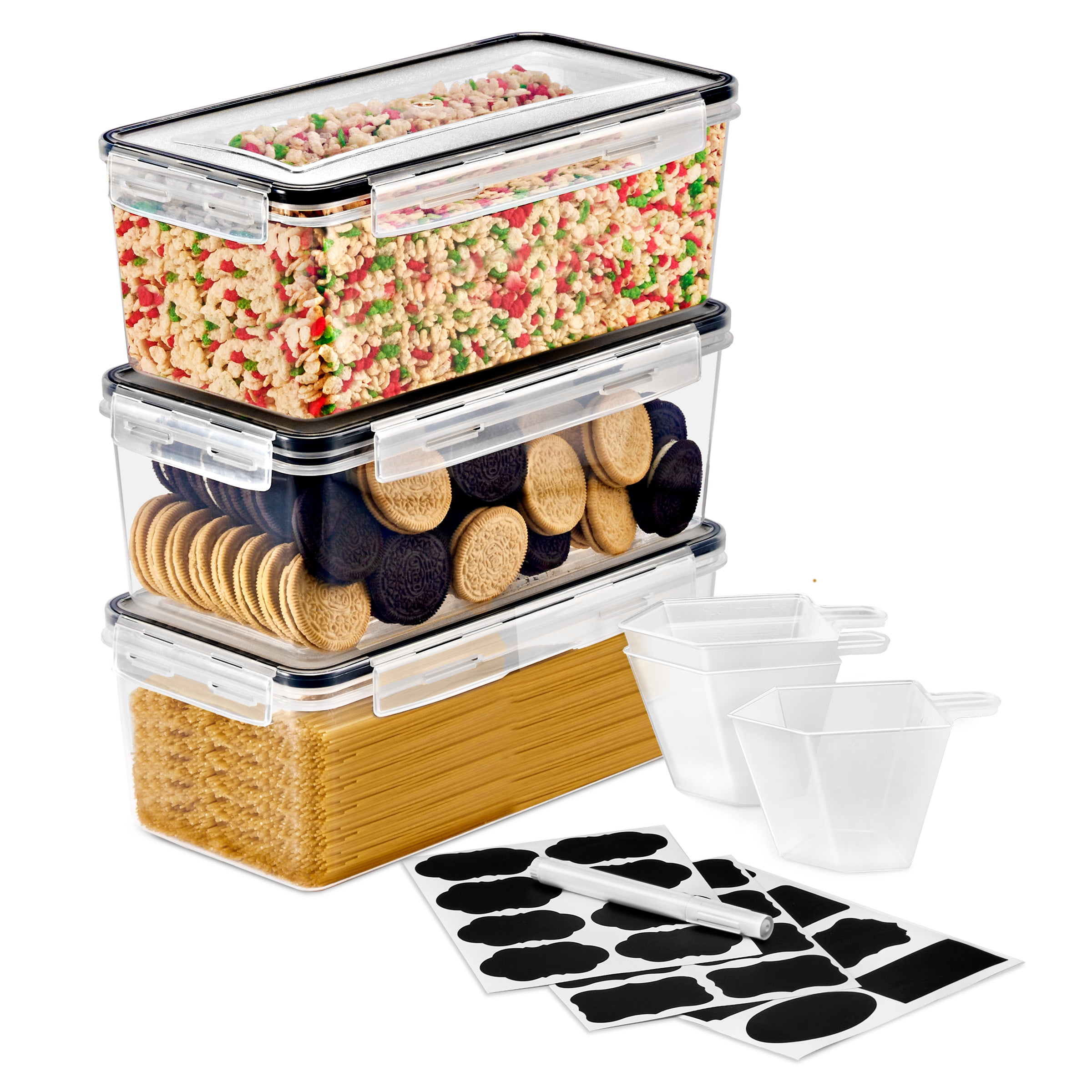 Sorbus 3-Pack 108oz Airtight Food Storage Containers with Snap Lids for Cereal & Pasta