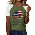 thumbnail image 2 of Women’s Fashion Printed Short Sleeve Top American Flag Graphic Casual Crew Neck Loose Fit T-Shirt for Daily Wear, 2 of 9
