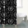 thumbnail image 4 of Black White Gothic Cat Skull Key Pattern Shower Curtain 84"x72" ,Bathroom Decorative Shower Curtains Set with 12 Hooks,Modern Waterproof Washable Shower Curtain, 4 of 6