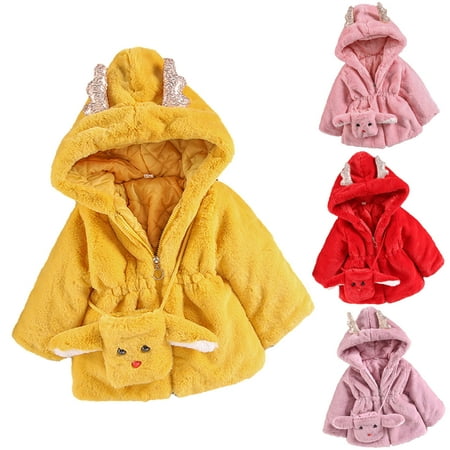 

OlLIGET Boys Girls Winter Coat Kids Baby Winter Solid Cartoon Faux Christmas Wool Sweater Jacket Thickening Coat Cloak Jacket Thick Warm Outerwear Clothes