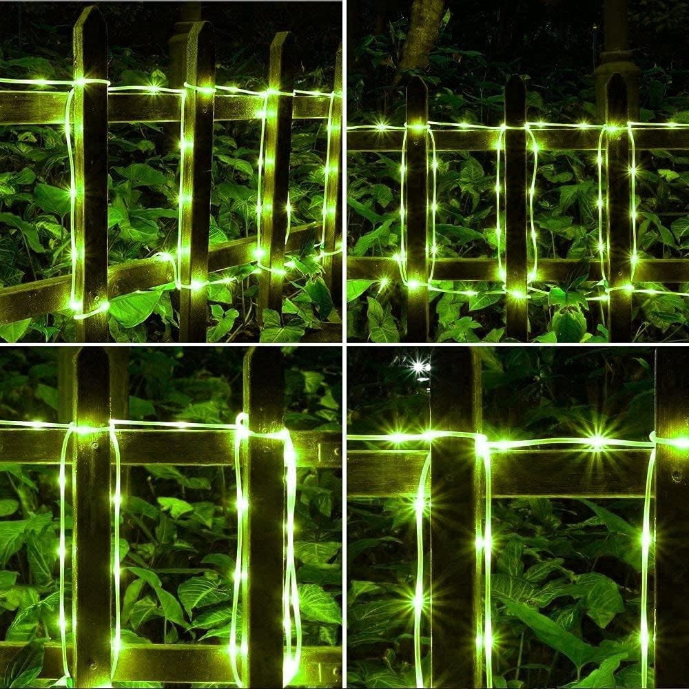 Solar Rope Lights, 2 Pack 12m 100LED Solar Rope String Lights Rope String Lights Solar Outdoor String Lights with Remote Waterproof
