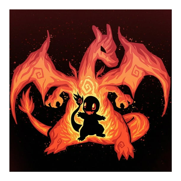 Bordado hilo algodón ecológico 11CT 3 hebras impresión 40*40cm silueta-Pokémon Charizard kit punto cruz series cine y televisión