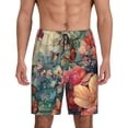 thumbnail image 1 of Balery Butterflies In Blooming Garden Pantalones cortos de pijama de punto de algodón para hombre con cinturilla y bolsillos-4X-Large, 1 of 6