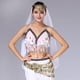 thumbnail image 5 of Top de sujetador de danza del vientre con lentejuelas y cuentas, traje de samba indio, bikini con monedas metálicas C blanco, 5 of 9