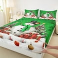 thumbnail image 3 of Manfei Cartoon Snowman Queen Sheet Sets for Boys Girls, Merry Xmas Flat Sheet, Green Christmas Gifts Queen Fitted Sheet, Super Cozy Room Decor 4 Pieces, 3 of 7