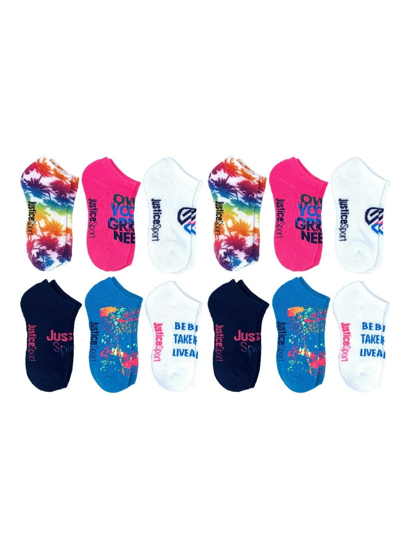 Justice Girls No-Show Socks 12-Pack - Assorted Colors - Walmart.com