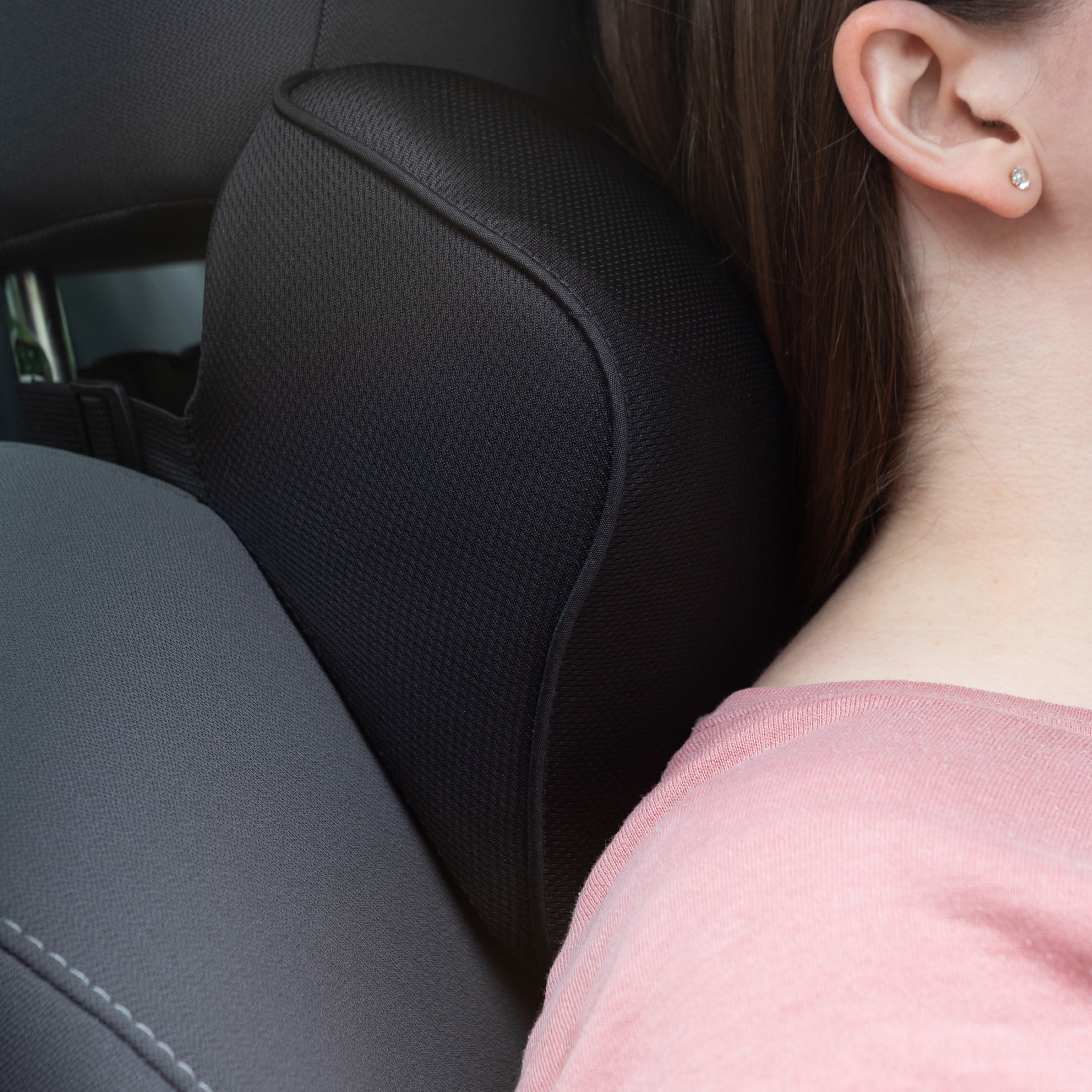 Stalwart Car Headrest Pillow 2-Pack - Memory Foam Car Neck Pillows, Black