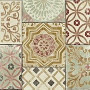 GW1011 Moroccan Tiles  Peel and Stick Wallpaper  Gold / Rust / Celadon