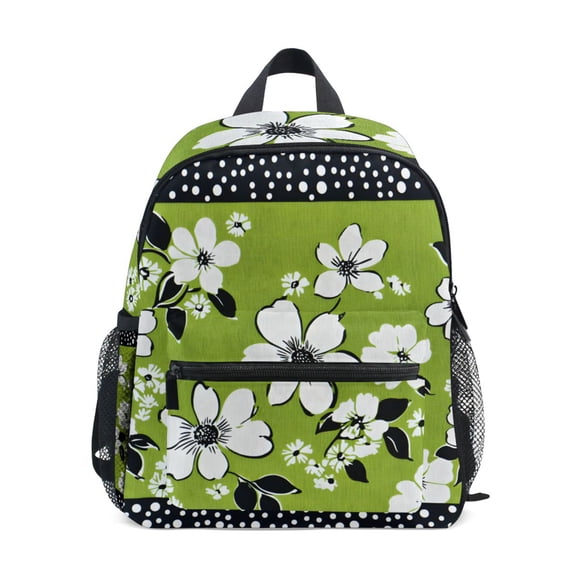 FORMRS Kids School Backpack with Front Zippered Pocket 12" Student Travel Daypack, Retro Floral