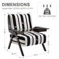 thumbnail image 6 of PAPROOS Accent Chair for Living Room, Mid-Century Modern Upholstered Reading Armchair with Solid Wood Arms, Comfy Bedroom Lounge Chair, White+Black, 6 of 11