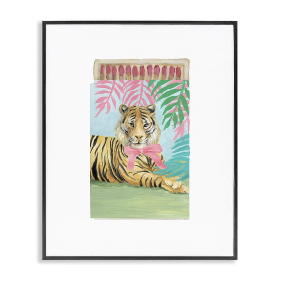 Stupell Industries Tropical Tiger Matchbook Black Framed Giclee Art, design by Lanie Loreth