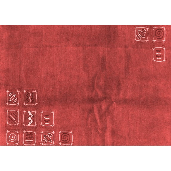Ahgly Company Indoor Rectangle Abstract Red Modern Area Rugs, 7' x 9'