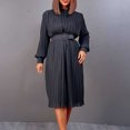 thumbnail image 1 of mtvxesu Robes d'Été pour Femmes, Mode Femmes Robe Chemise à Manches Longues Col Rond Bandage Taille Haute Robes Maxi, 1 of 7