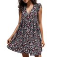 thumbnail image 1 of Gibobby Vestido casual de punto para mujer Vestido sin mangas con estampado floral y cuello en V profundo para mujer de verano Vestidos sexy sin espalda con c(Negro,G), 1 of 5