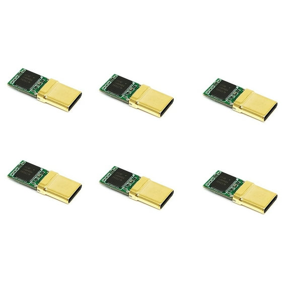 6X USB-C Male Plug, Decoder Chip ALC5686, Gold-Plated 1U, 32Bit 384Khz Audio Plug, Fast Charge Connector DIY Adapter