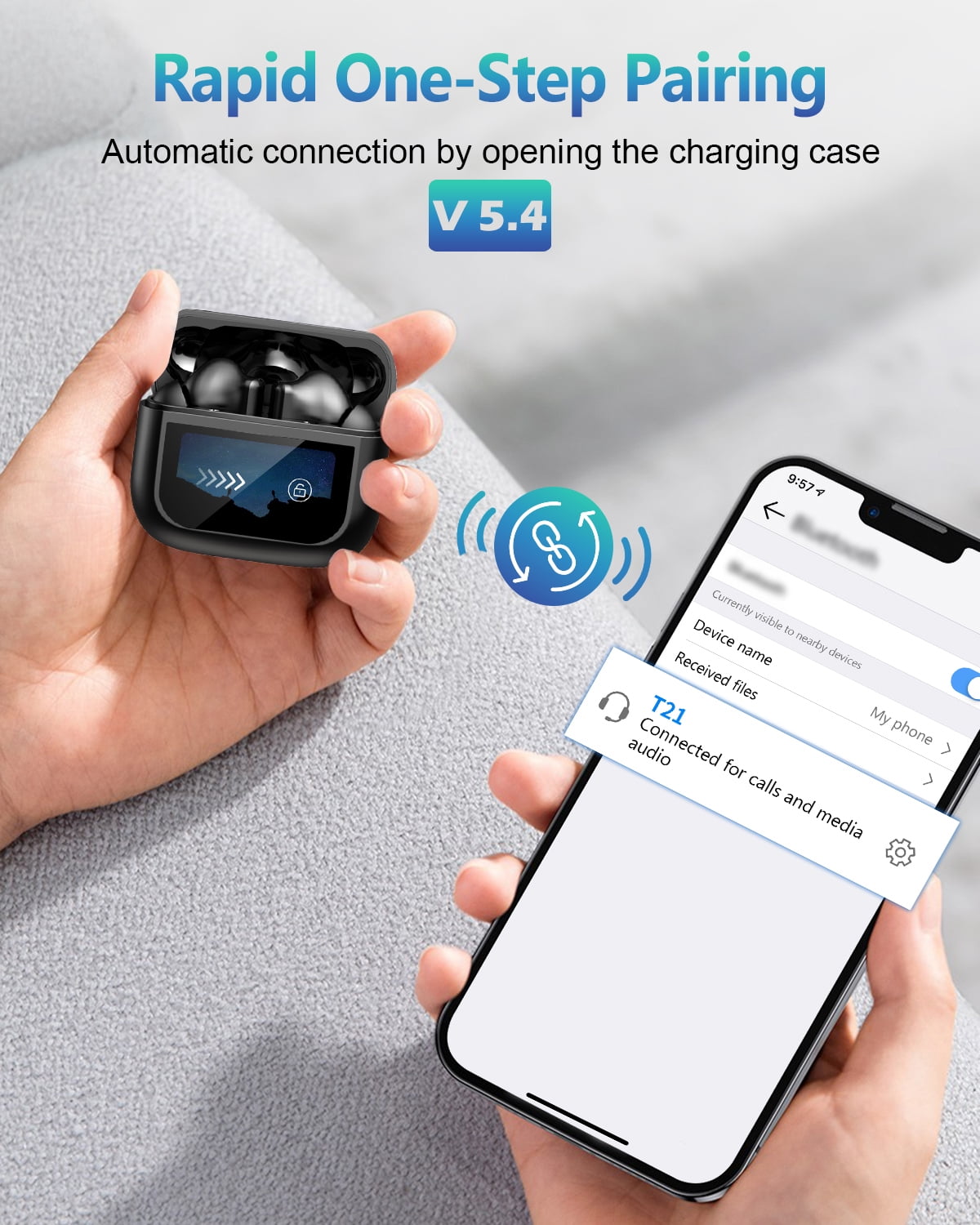 Wireless Earbuds Bluetooth Headphones, Ear Buds with Touch Screen, ANC ENC Noise Cancelling Transparency Mode, 50H Stereo Deep Bass, IPX7 Waterproof, Clear Calls, 5 EQ for iOS Android