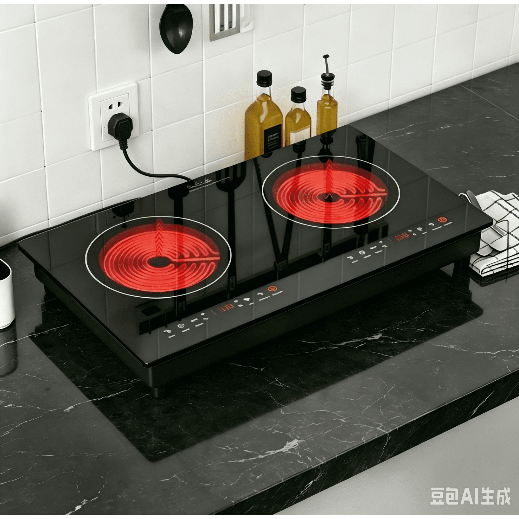 Electric Cooktop, 24" Electric Stove 2 Burner Hot Plate Built-in Double Burner Cooktop with LED Touch Screen,9 Heating 9 Temperature,Kids Lock & Timer,Suitable for all Pans