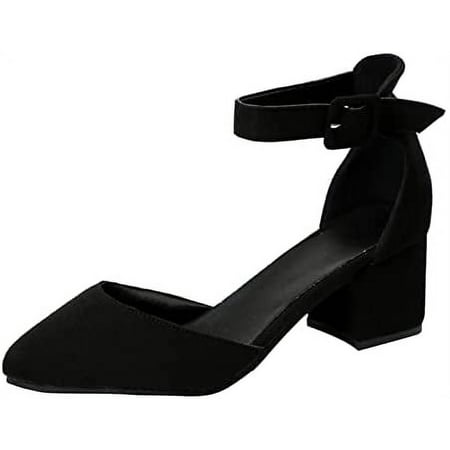 

Womens Pointed Toe Ankle Cross Strap Mid Heel D Orsay Pumps Retro Wedding Dressy Shoes