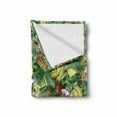 thumbnail image 2 of Tropical Soft Flannel Fleece Throw Blanket, Pineapples Banana and Coconut Pattern in Fern Leaves Exotic Hawaiian, Cozy Plush for Indoor and Outdoor Use, 50" x 60", Green Brown Yellow, by Ambesonne, 2 of 6