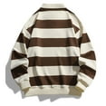thumbnail image 7 of Men's Casual Fashion Striped Long Sleeve Polo Shirt Turndown Collar Button Top, 7 of 7