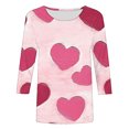 thumbnail image 5 of Styesk T-Shirts pour Femmes à Manches 3/4 Longueur, Imprimé Cœur, Hauts de Sortie, T-Shirts Confortables et Doux à Col Rond, Chandail à Enfiler, T-shirt Léger de Mode, Graphique de la Saint-Valentin, Grande Taille, Hauts Décontractés, 5 of 5