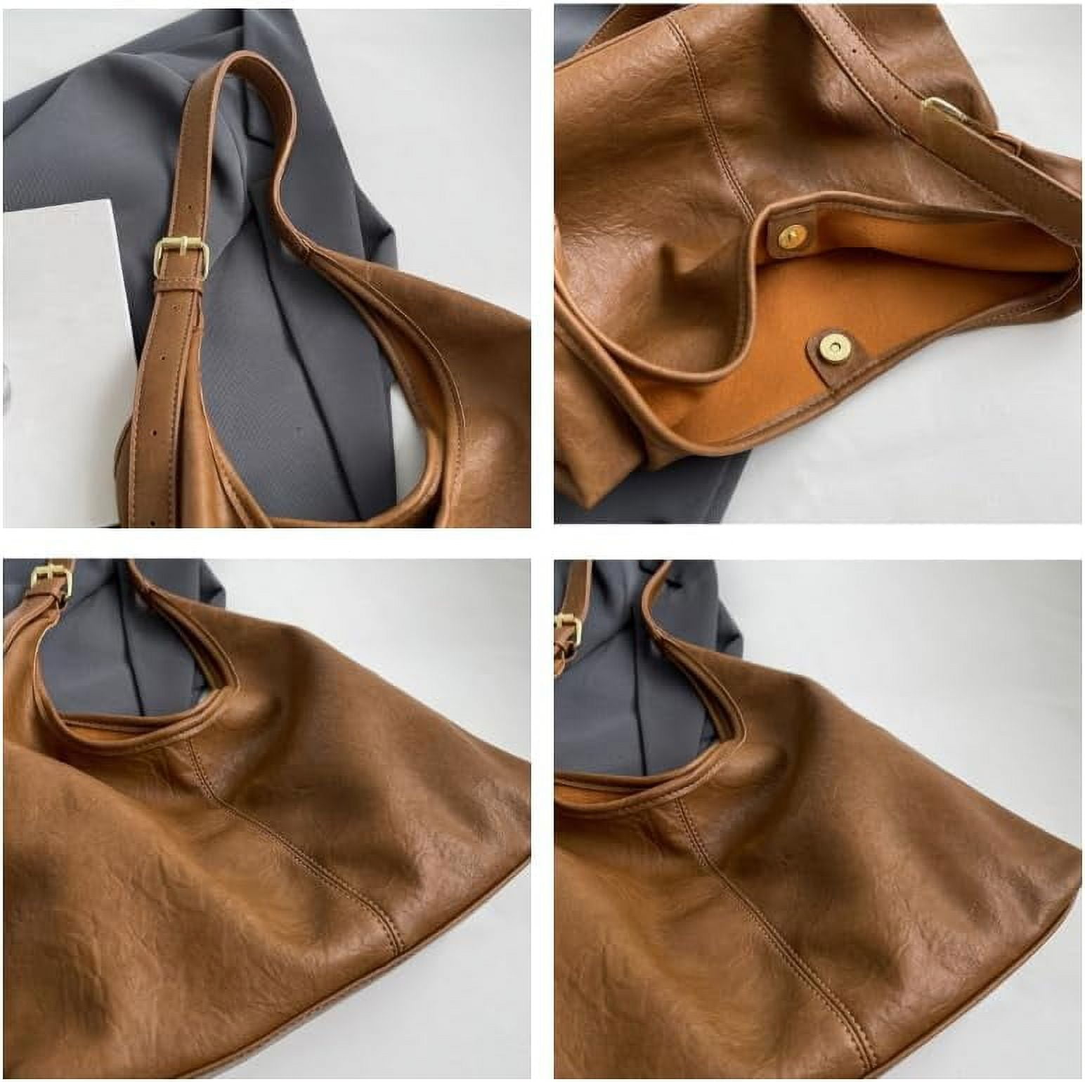 LinYooLi Hobo Bags for Women Soft PU Leather Tote Shoulder Bag Vintage Slouchy Handbag Purses