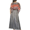 thumbnail image 2 of Sakkas Delma Women's Long Maxi Column V-neck Short Sleeve Slim Dress with Print - TRBK252-Black - One Size Regular, 2 of 5