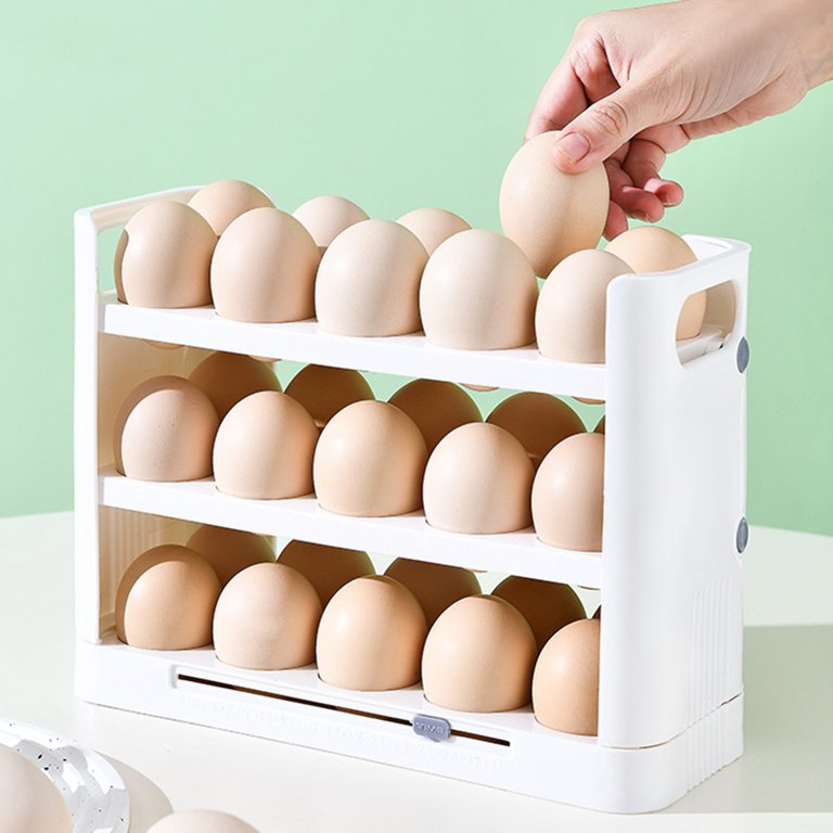 30 Grid Egg Holder Rotating 3 Tiers Fridge Eggs Organizer Space