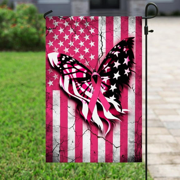 Flagwix Breast Cancer Decoration, Breast Cancer Awareness Flag - Garden Flag (12x18)