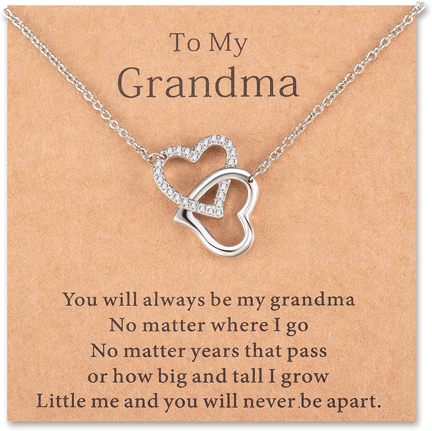 MANVEN Mothers Day Gifts for Grandma Necklace Interlocking Heart Necklace Birthday Gifts for Grandma from Granddaughter
