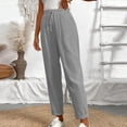 thumbnail image 5 of Women's Solid Color Drawstring Waist Full Length Casual Pants with Side Pockets, 5 of 5