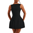 thumbnail image 2 of Robe Moulante d'Été Sans Manches à Fermeture Éclair Col Montant Ajustée Mini Robe de Soirée Boîte de Nuit pour Femmes, 2 of 10