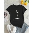 thumbnail image 2 of Camiseta de mujer verano Patrón de Corazón cuello redondoMoon Graphic Print T-shirt, Casual Round Neck Short Sleeve Top, Women's ClothingFather's Day, Mother's Day, New Year, Spring Festival, Valent, 2 of 6