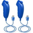 thumbnail image 2 of Wii Nunchuck Controller,2 Pack Nunchuk Controllers Replacement Remote Joystick Gamepad Controller Compatible with Wii Wii U Console（Blue）, 2 of 7