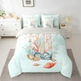 thumbnail image 2 of jejeloiu Ocean Coral Shell Bedding Comforter Set 7-Piece,Sea Aniaml King Bedding Sets,Watercolor Undersea World Bed Sheets For Boys Kids,Microfiber Bedroom Decor Reversible, 2 of 8