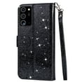 thumbnail image 3 of Samsung Galaxy Note20 Case, Dteck Bling Glitter PU Leather Zipper Wallet Case Cover With Hand Strap For Samsung Galaxy Note20 5G, Black, 3 of 5