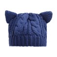 thumbnail image 1 of Knitted Hat Cold-Proof Climbing Assorted Women Girls Bright Colors Thick Comfortable Cable Caps Long-time Service Breathable Durability Navy, 1 of 6
