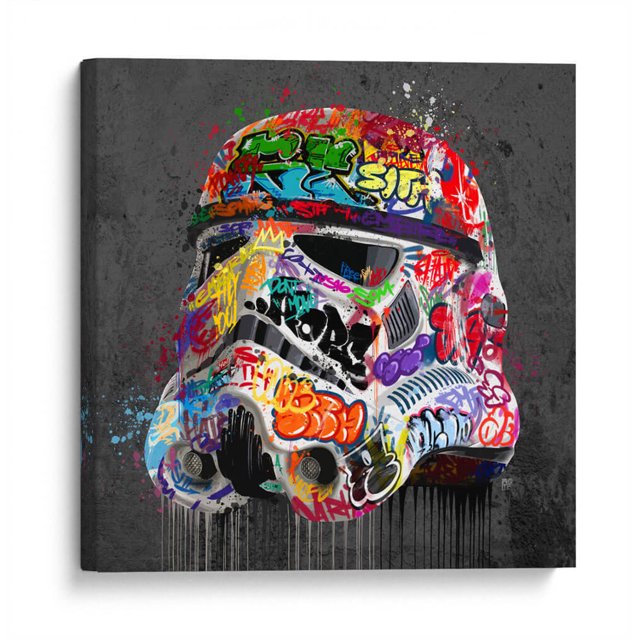 Cuadro decorativo - Stormtrooper Helmet Graffiti, David Aste 25x25 Canvas Lab Colorido, Íconos y celebridades, Ilustraciones, Niños, Películas, Películas Famosas, Star Wars