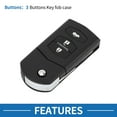 thumbnail image 3 of Unique Bargains 3 Buttons Keyless Entry Remote Fob Key Shell Case for Mazda 3 6 MX5 RX8, 3 of 7