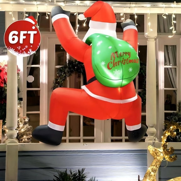 Sddec 6 FT Christmas Inflatable Santa Claus Outdoor Decor with Built-In LEDs, for Yard Decor, Christmas Indoor, Outdoor, Garden, Lawn, Winter Decor.