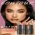 thumbnail image 1 of High Gloss Powder Blusher Repair Stick 3-piece Set Box Facial High Gloss Stick Powder Blusher Cream Makeup Set, 1 of 9