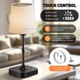 thumbnail image 7 of GPED Bedside Table Lamp for Bedroom, 3 Color Temperatures Cordless Bedside Lamp, 5 Way Dimmable Touch Table Lamp with USB Port, Rechargeable Desk lamp with Fabric Shade for Living Room(Black), 7 of 7