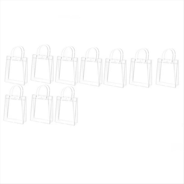 10 Bolsas de Regalo de PVC Transparente con Asas, Bolsas de Plástico Reutilizables, Bolsa de Compras Transparente para Fiesta de Navidad