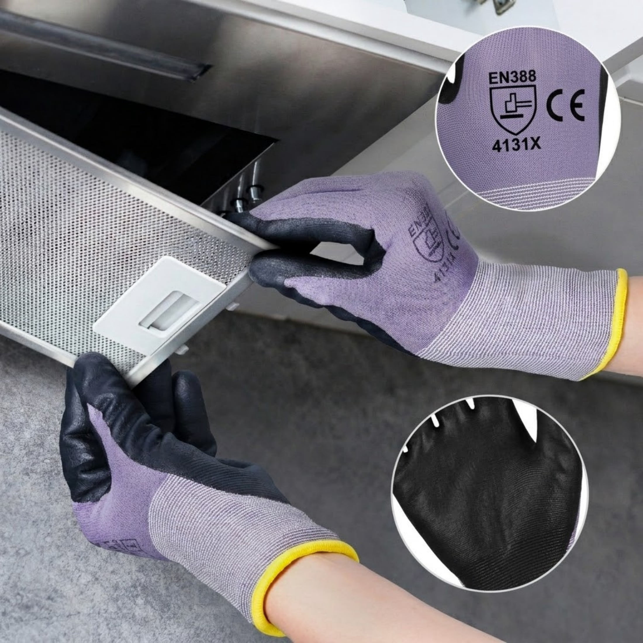 Work Gloves 12 Pairs Touch Screen Nitrile-Coated Garden Construction Gloves