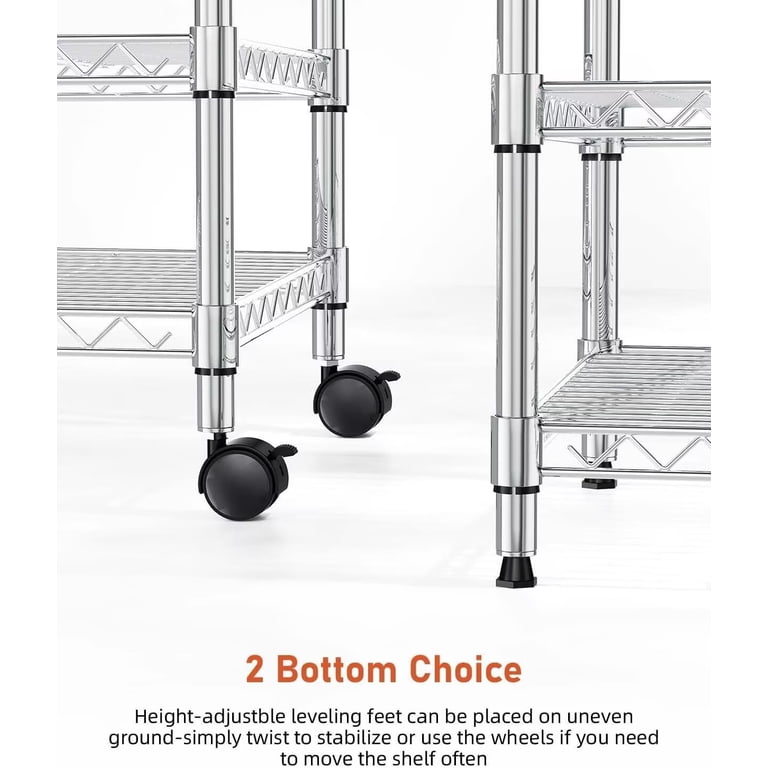 QUIOCOZY 3-Tier Wire Shelving Unit, Chrome, 750 Lbs photo 7
