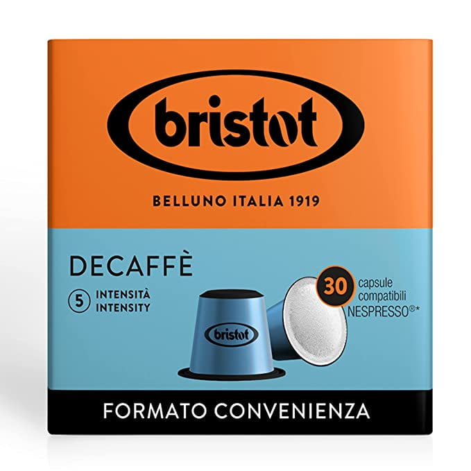Bristot Decaffeinated Medium Roast Espresso Capsules Compatible with Nespresso Original Machines