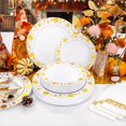 thumbnail image 4 of 350Piece Gold Thanksgiving Dinnerware Set for 50 Guests - Gold Thanksgiving Plates Dinnerware with Disposable Cutlery Include:50Dinner Plates-50Dessert Plates-50Napkins with Gold Silverware, 4 of 16
