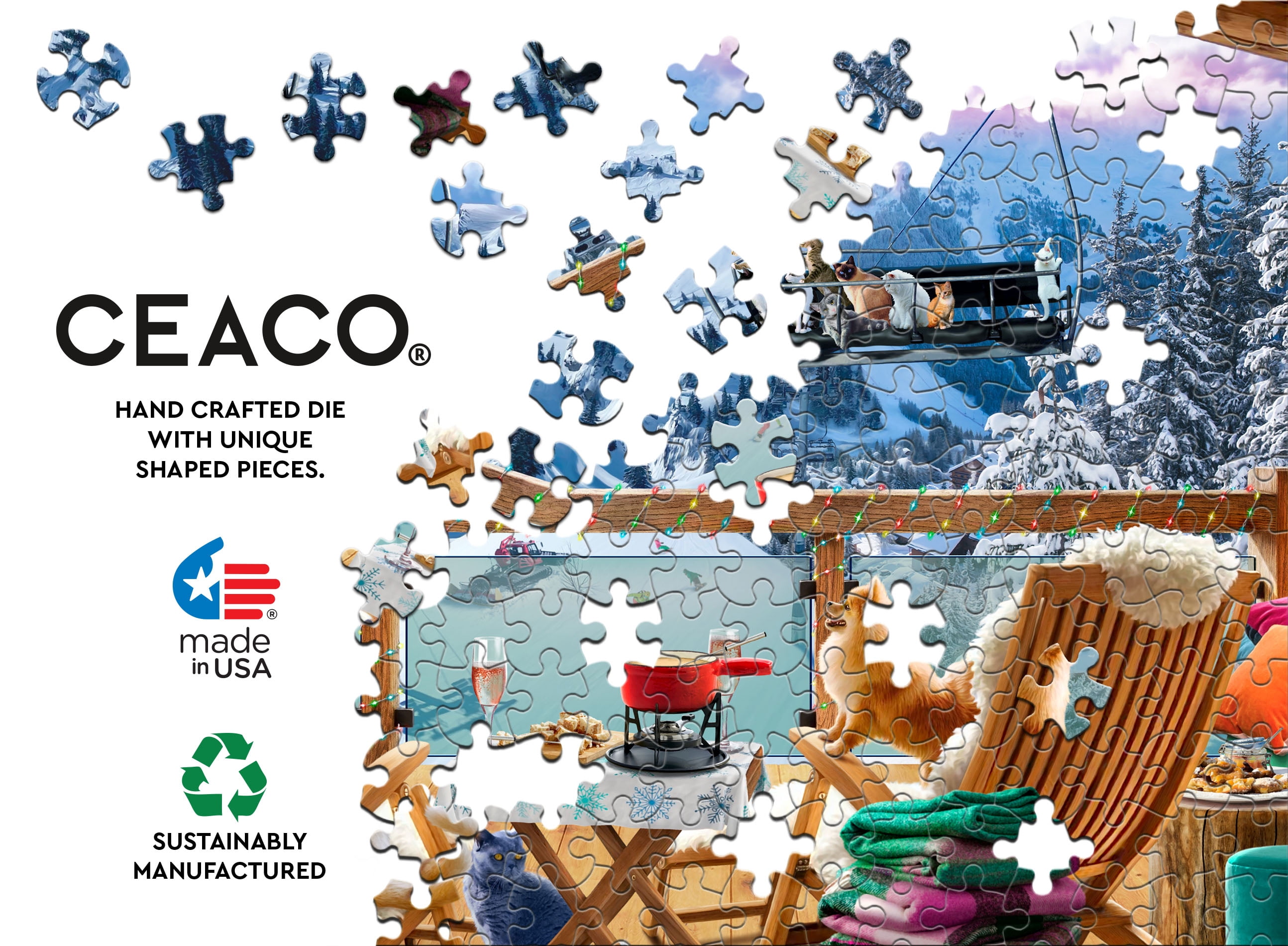 Ceaco300 Piece Ski Chalet (Andrew Farley) Interlocking Jigsaw Puzzle